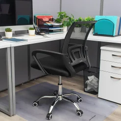 Mind Reader Swivel Office Chair with Wheels, Plastic/Mesh, Black