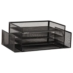 Mind Reader 4-Tier 6 Compartment Storage Desktop Organizer, 6" H x 9-3/20" W x 16-3/4" D, Black