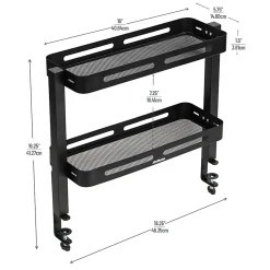 Mind Reader 2-Tier Desk Organizer With Clamp/Accessory Shelf, 15-1/2”H x 5-3/4”W x 18-1/4”D, Black