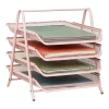 Mind Reader 4-Tier Desktop Organizer Paper Tray, 12-1/2”H x 13-3/4”W x 11-3/4”D, Pink