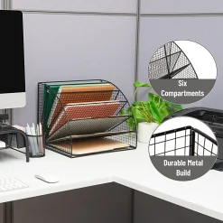 Mind Reader 6-Tier Fan-Shaped Desktop File Organizer, 11-1/4”H x 11-1/4”W x 13-3/4”D, Black, Total Qty 1