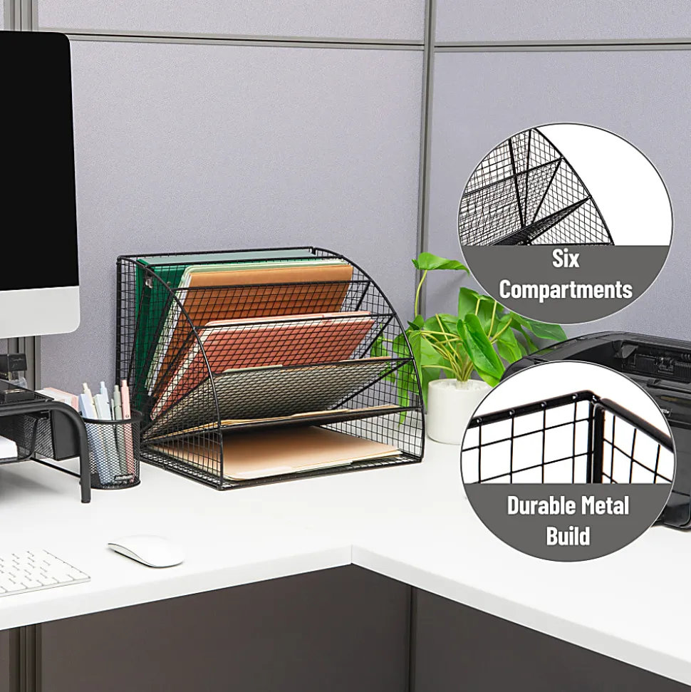 Mind Reader 6-Tier Fan-Shaped Desktop File Organizer, 11-1/4”H x 11-1/4”W x 13-3/4”D, Black, Total Qty 1