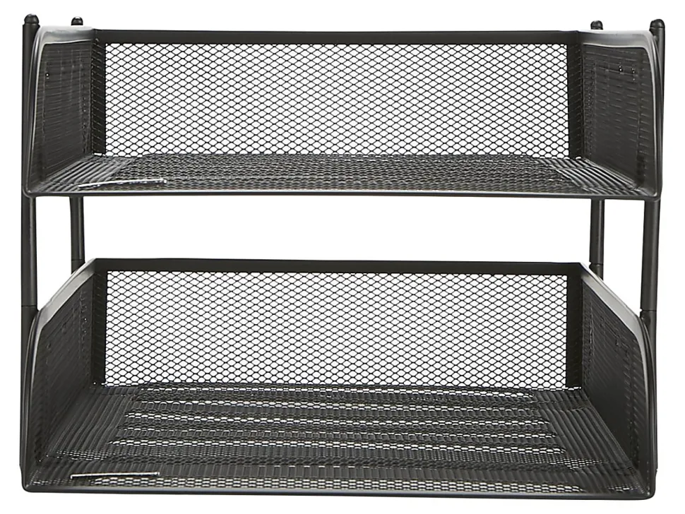Mind Reader 2-Tier Metal Stackable Paper Tray, 7-1/2"H x 10-1/2"W x 13-1/4"D, Black