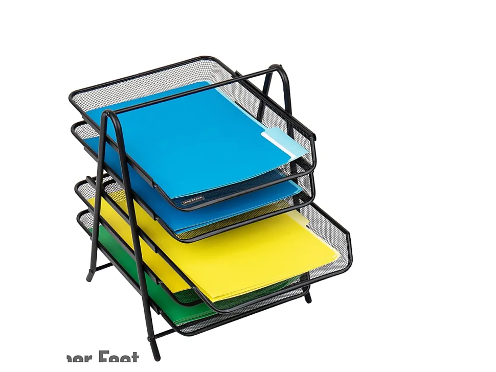 Mind Reader 5-Tier Paper Tray and 10 File Folders Desktop Organizer, 14-1/2"H x 14"W x 11-3/4"D, Black