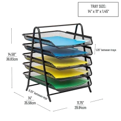 Mind Reader 5-Tier Paper Tray and 10 File Folders Desktop Organizer, 14-1/2