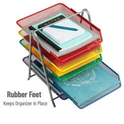 Mind Reader 5-Tier Paper Tray Desktop Organizer Metal Mesh, 15