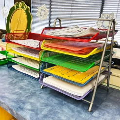 Mind Reader 5-Tier Paper Tray Desktop Organizer Metal Mesh, 15