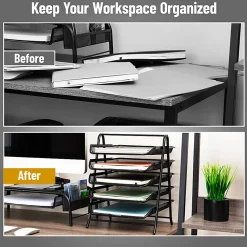 Mind Reader 5-Tier Paper Tray Desktop Organizer Metal Mesh, 15