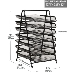 Mind Reader 7-Tier Paper Tray, Metal Mesh, 20"H x 13-3/4"W x 11-3/4" L, Black