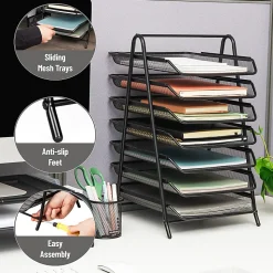 Mind Reader 7-Tier Paper Tray, Metal Mesh, 20