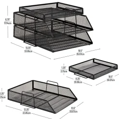 Mind Reader 2-Tier Paper Tray With Top Supply Compartment, 6-3/4"H x 13-1/4"W x 10-1/2"D, Black