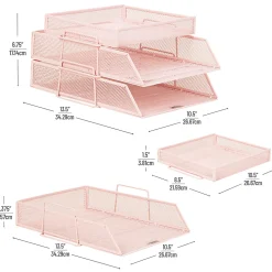 Mind Reader 2-Tier Paper Tray With Top Supply Compartment, 6-3/4"H x 13-1/4"W x 10-1/2"D, Pink