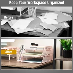 Mind Reader 2-Tier Paper Tray With Top Supply Compartment, 6-3/4