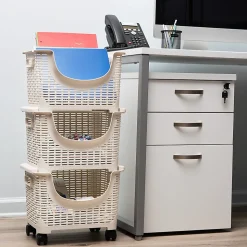 Mind Reader 3-Tier Stackable Storage Containers, Ivory