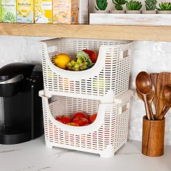 Mind Reader 3-Tier Stackable Storage Containers, Ivory