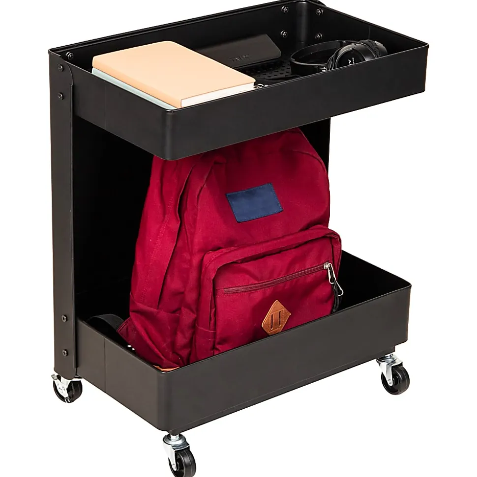 Mind Reader 2-Tier Under Desk Rolling Cart, 23-1/2"H x 20"W x 12"D, Black