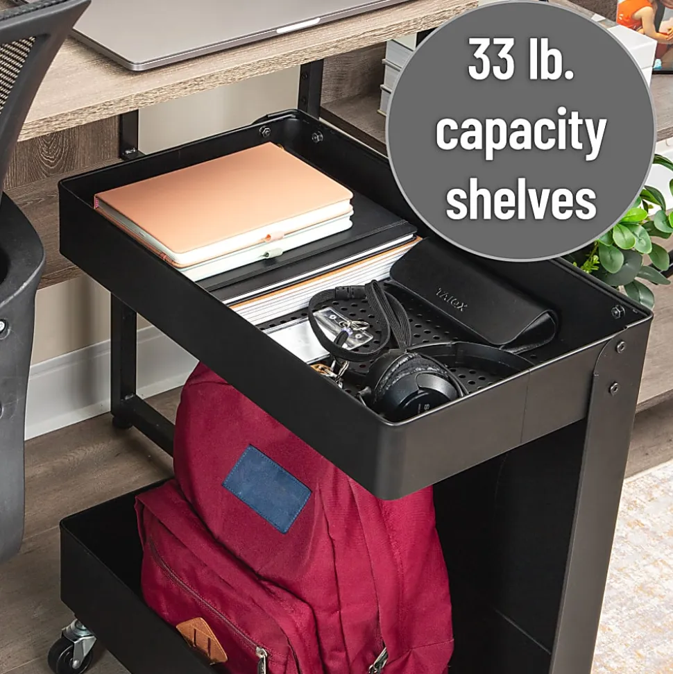 Mind Reader 2-Tier Under Desk Rolling Cart, 23-1/2"H x 20"W x 12"D, Black