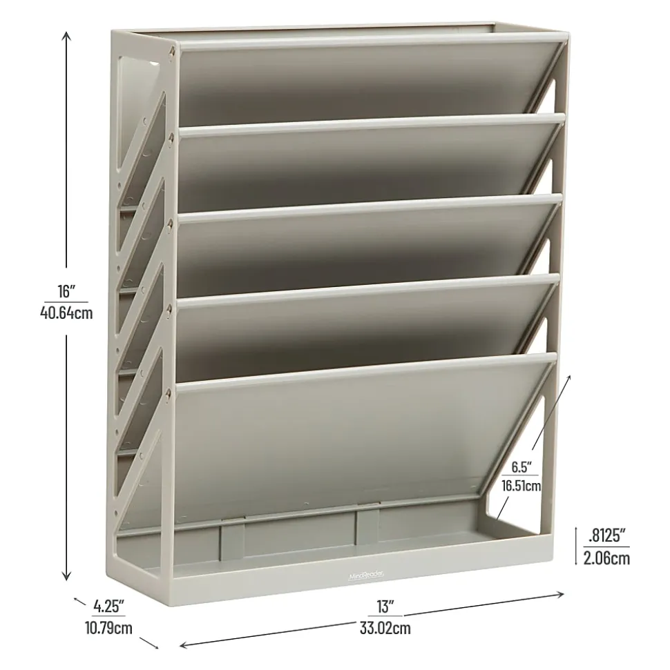 Mind Reader 5-Tier Vertical File Holder, 16”H x 4-1/4”W x 13”D, Beige