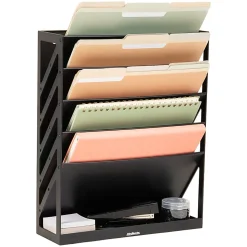 Mind Reader 5-Tier Vertical File Holder, 16”H x 4-1/4”W x 13”D, Black