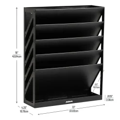 Mind Reader 5-Tier Vertical File Holder, 16”H x 4-1/4”W x 13”D, Black
