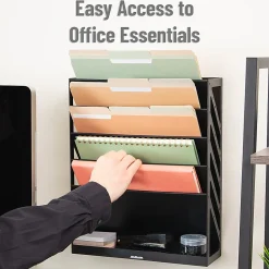 Mind Reader 5-Tier Vertical File Holder, 16”H x 4-1/4”W x 13”D, Black