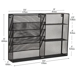 Mind Reader 4-Tier Wall Mount Vertical File Storage With Shelves, 16"H x 4"W x 22-1/2"D, Black