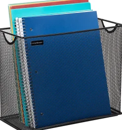 Mind Reader Vertical File Storage Basket, 10”H x 5-1/2”W x 12-1/4”D, Black