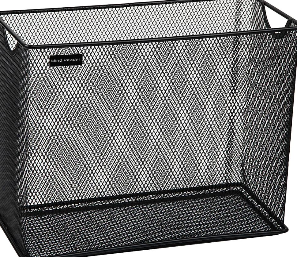 Mind Reader Vertical File Storage Basket, 10”H x 5-1/2”W x 12-1/4”D, Black