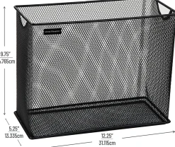 Mind Reader Vertical File Storage Basket, 10”H x 5-1/2”W x 12-1/4”D, Black