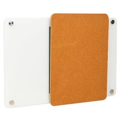 Mind Reader Wall-Mounted Glass Dry-Erase Board With Sliding Corkboard, 28" x 19-1/2", White
