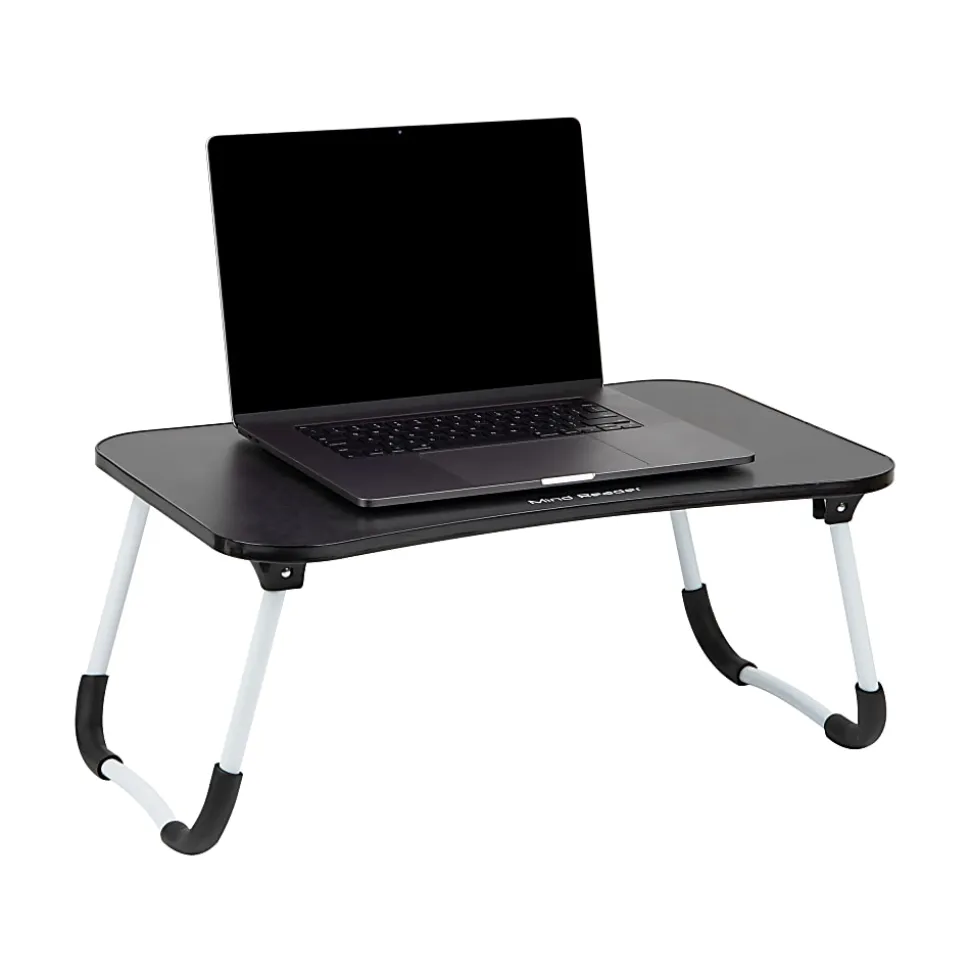 Mind Reader Woodland Collection Portable Laptop Desk with Folding Legs, 10-1/2" H x 13-3/4" W x 24-1/4" L, Black