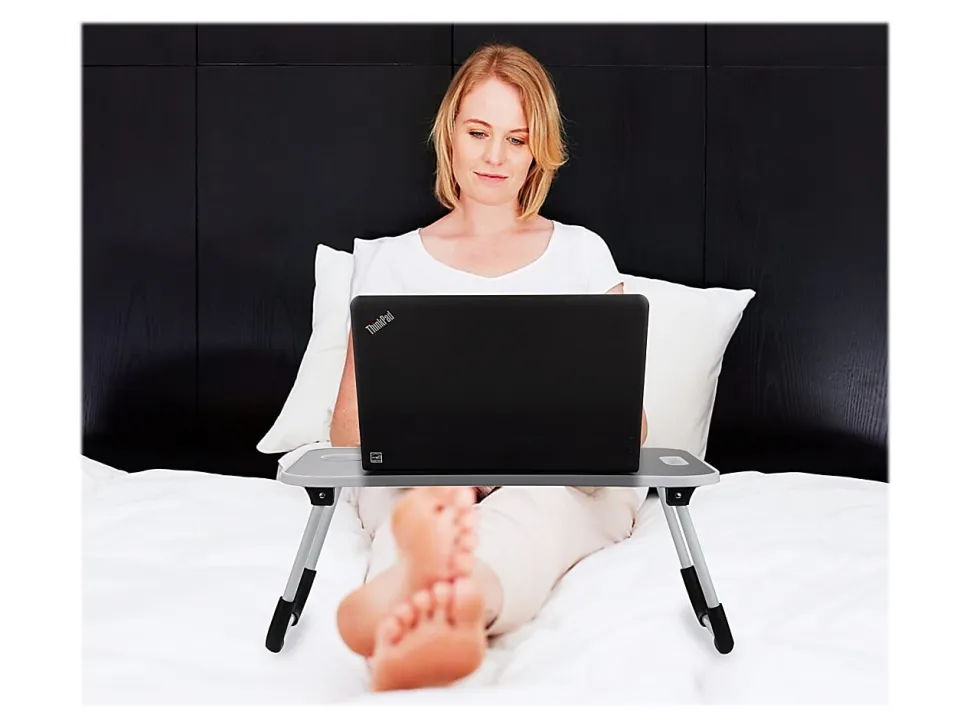Mind Reader Woodland Collection Portable Laptop Desk with Folding Legs, 10-1/2" H x 13-3/4" W x 24-1/4" L, Black