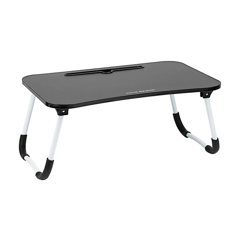 Mind Reader Woodland Collection Portable Laptop Desk with Folding Legs, 10-1/2" H x 13-3/4" W x 24-1/4" L, Black