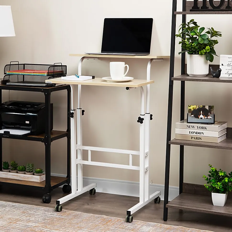 Mind Reader 19.5"W Standing Desk Adjustable Height Laptop Workstation, White