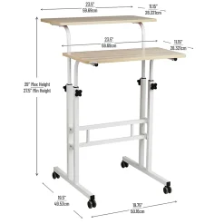 Mind Reader 19.5"W Standing Desk Adjustable Height Laptop Workstation, White