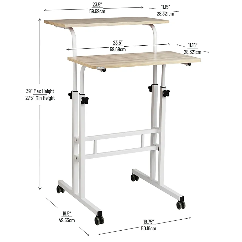 Mind Reader 19.5"W Standing Desk Adjustable Height Laptop Workstation, White