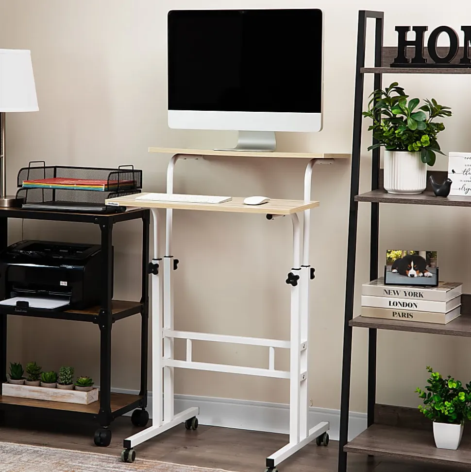 Mind Reader 19.5"W Standing Desk Adjustable Height Laptop Workstation, White