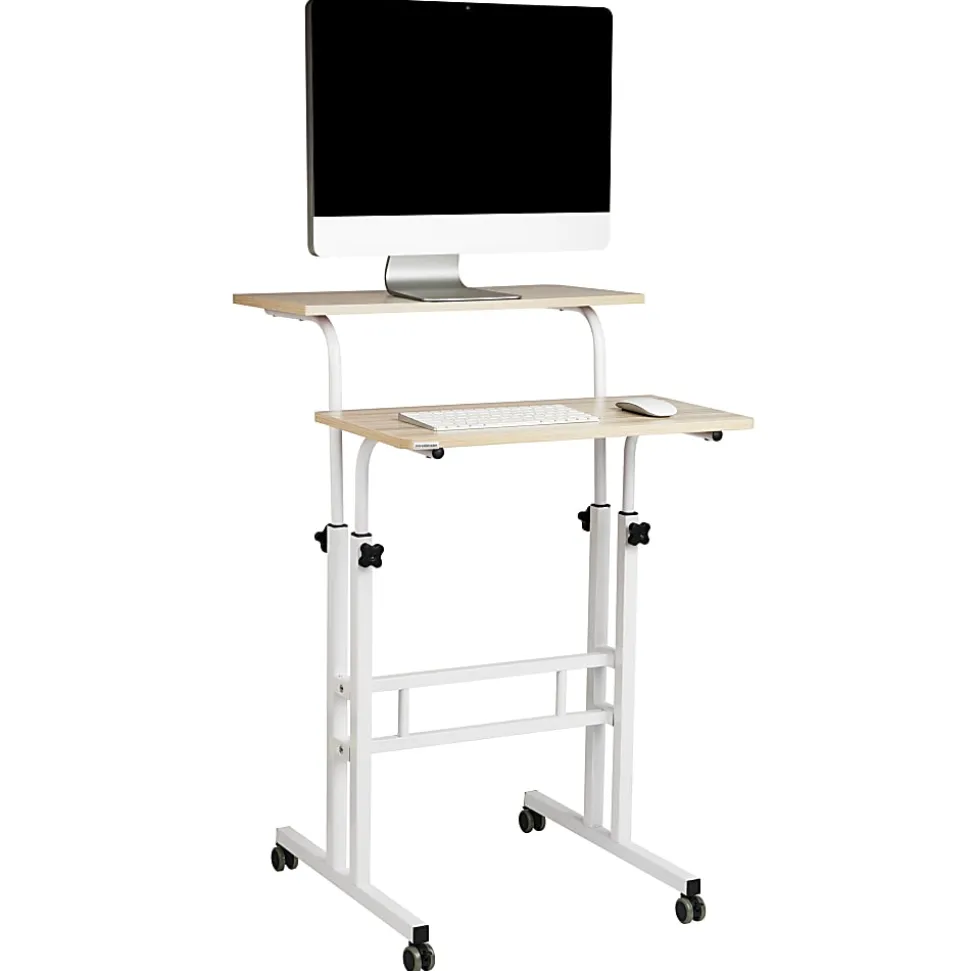 Mind Reader 19.5"W Standing Desk Adjustable Height Laptop Workstation, White