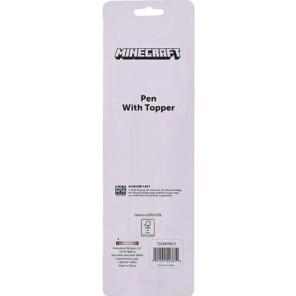 Minecraft 2D Licensed Topper Ballpoint Pen, Medium Point, 0.77 mm, Blue Ink, Quantity 1