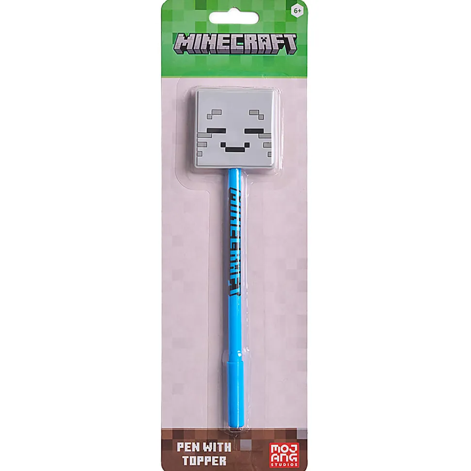 Minecraft 2D Licensed Topper Ballpoint Pen, Medium Point, 0.77 mm, Blue Ink, Quantity 1