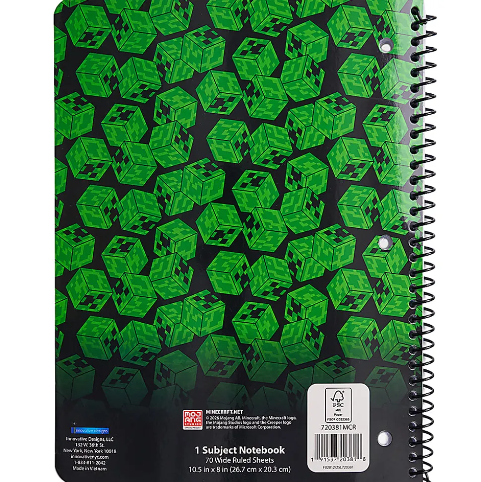 Minecraft Licensed Single Subject Wide Ruled Notebook, 8.5" x 11", 70 Sheets, Quantity 1