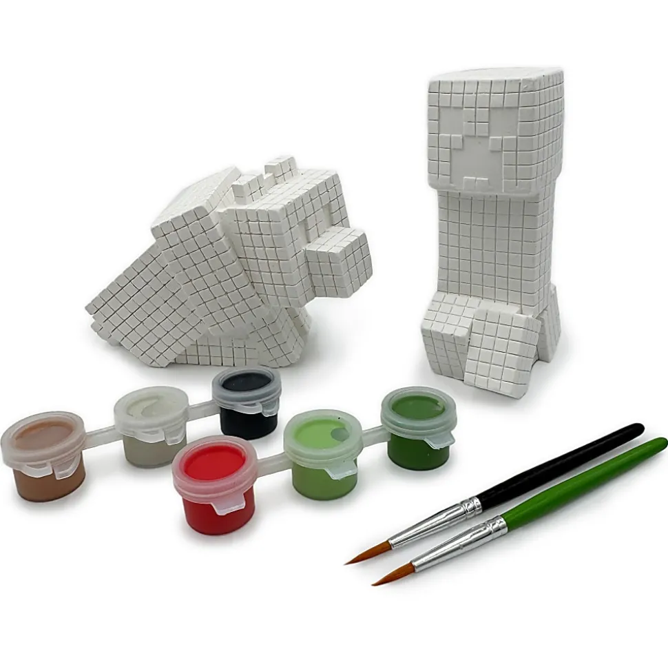 Minecraft 2 Pack Paint Your Own Figurines, 5.5" x 9" x 3"