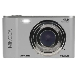 Minolta MND20 44-Megapixel HD 16x Zoom Digital Camera With 2.7K Quad Lens, Silver