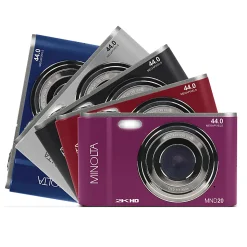 Minolta MND20 44-Megapixel HD 16x Zoom Digital Camera With 2.7K Quad Lens, Red