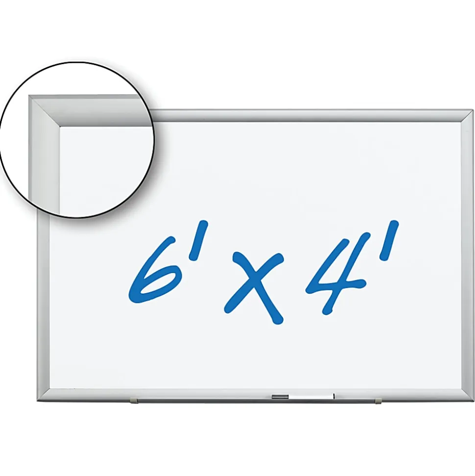 3M Magnetic Dry Erase Whiteboard, 72" x 48", Aluminum Frame With Silver Finish