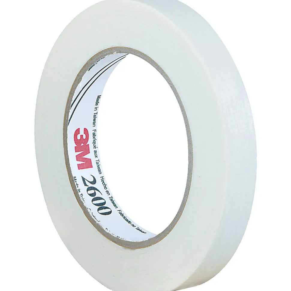 3M™ 2600 Masking Tape, 3" Core, 0.75" x 180', White, Case Of 48