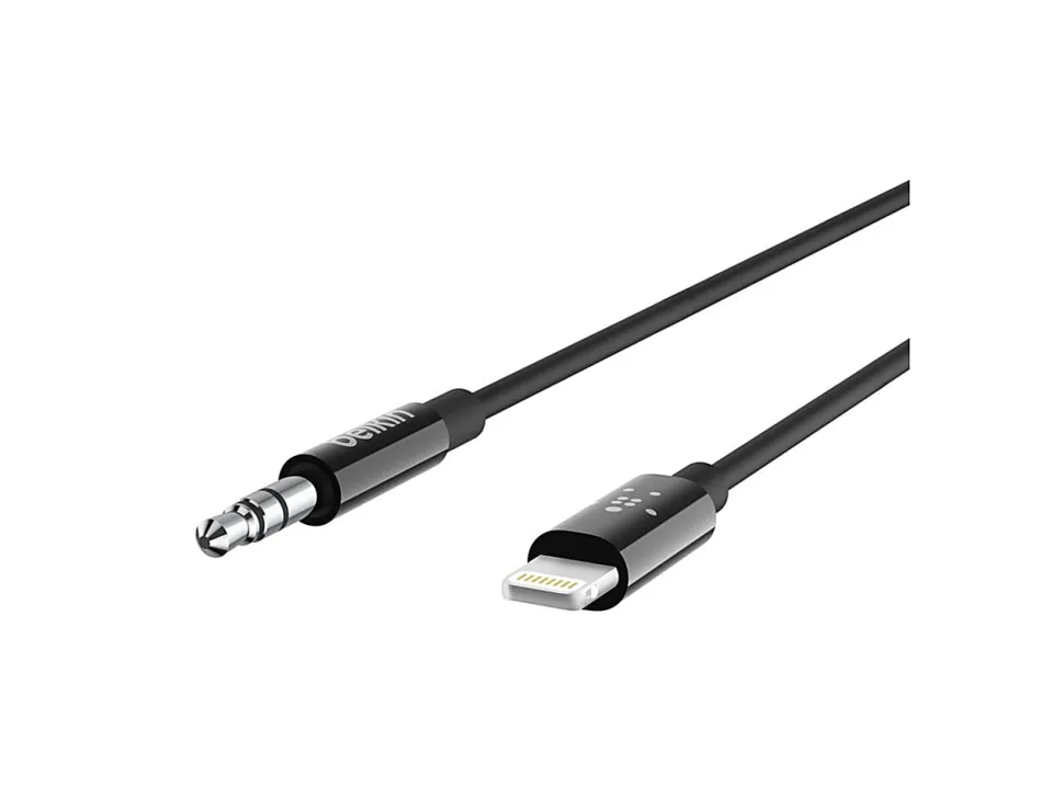 3.5 mm Audio Cable With Lightning Connector, 3 Ft, Black