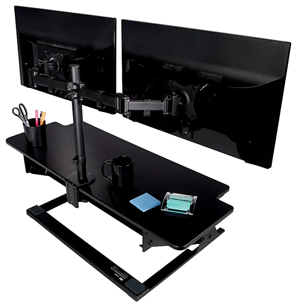 3M™ MM200B Dual Monitor Mount, 24"H x 33"W x 5"D, Black