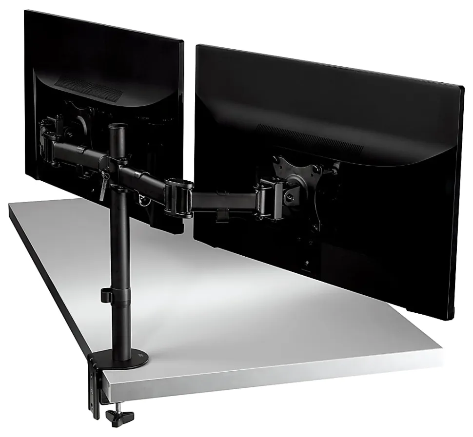 3M™ MM200B Dual Monitor Mount, 24"H x 33"W x 5"D, Black