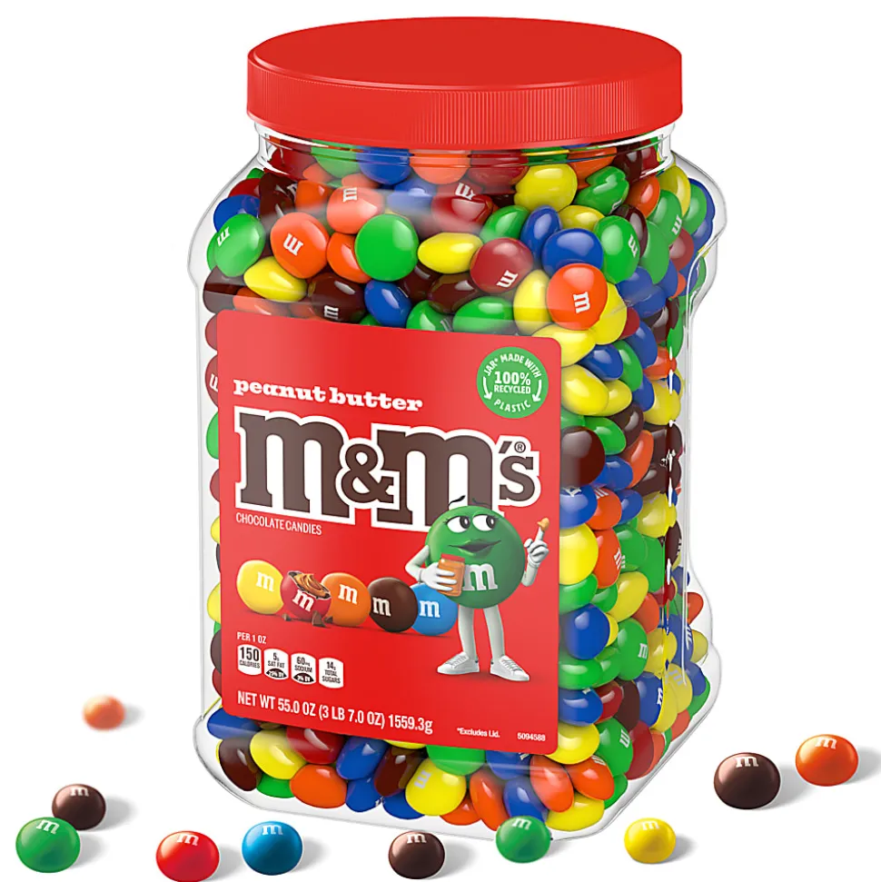 M&M's Peanut Butter Milk Chocolate Candy Jar, 55 Oz